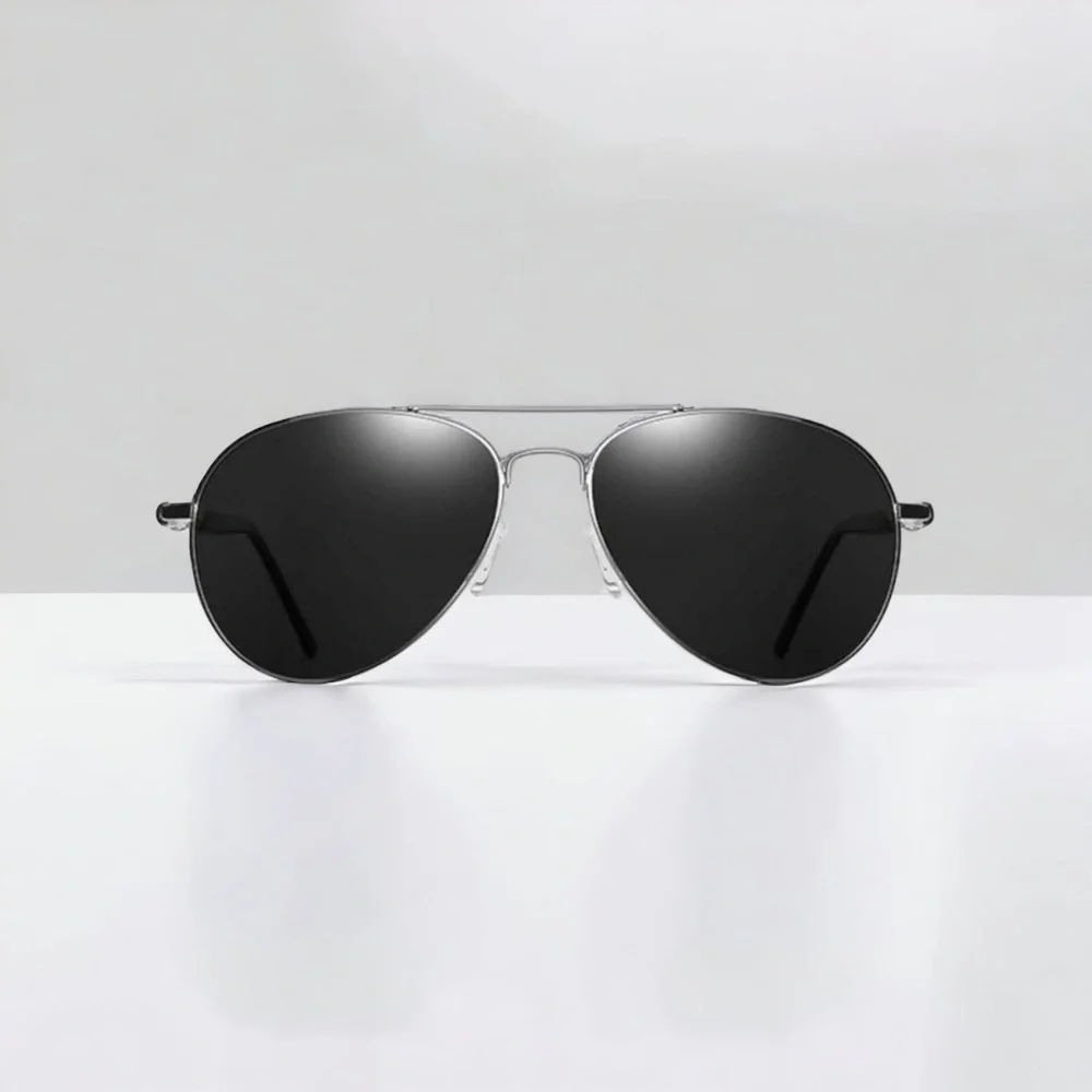 Mens Silver Metal Aviator Sunglasses Gray Polarized Lenses New with Case